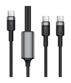 Дата кабель Acefast C22-02 2in1 Type-C to Type-C/Type-C 100W (1.2m) Black