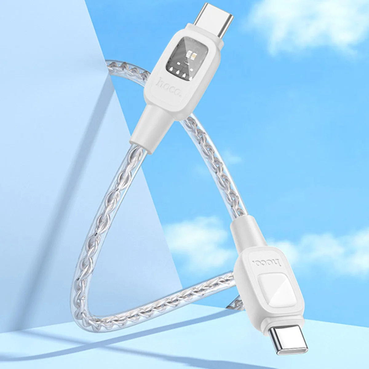 Дата кабель Hoco U124 Stone silicone power-off 60W Type-C to Type-C Gray