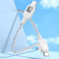 Дата кабель Hoco U124 Stone silicone power-off 60W Type-C to Type-C Gray