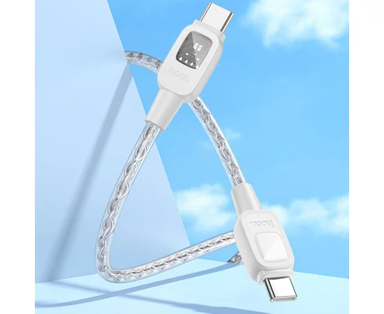 Дата кабель Hoco U124 Stone silicone power-off 60W Type-C to Type-C Gray