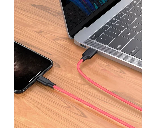 Дата кабель Hoco X21 Plus Silicone Lightning Cable (2m) Black / Red