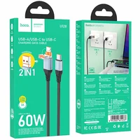 Дата кабель Hoco U128 Viking 2in1 USB/Type-C to Type-C (1m) Black