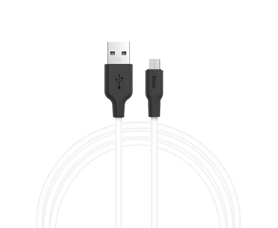 Дата кабель Hoco X21 Silicone MicroUSB Cable (1m) Черный / Белый