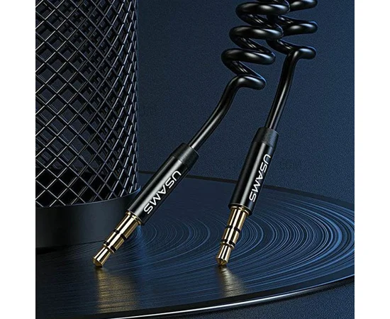 Аудіо кабель Usams US-SJ256 Spring (1.2m) Чорний