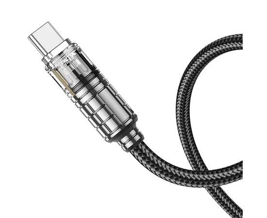 Дата кабель Hoco U122 Lantern Transparent Discovery Edition Type-C to Type-C 60W Black