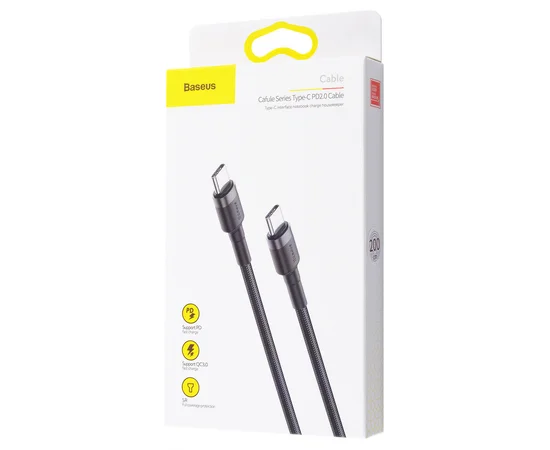 Дата кабель Baseus Cafule Type-C to Type-C Cable PD 2.0 60W (2m) (CATKLF-H) Черный / Серый