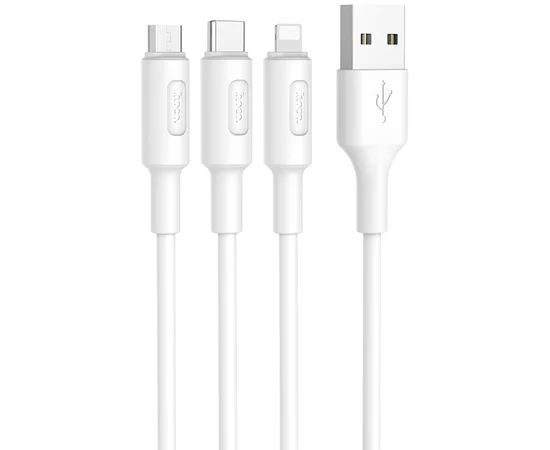 Дата кабель Hoco X25 "Soarer" 3in1 Lightning -MicroUSB-Type-C Белый