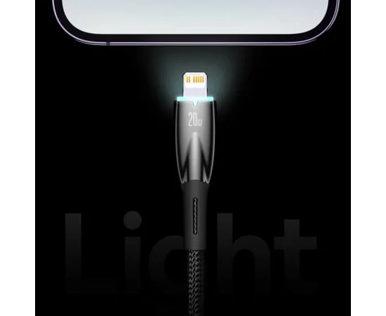 Дата кабель Baseus Glimmer Series Fast Charging Data Cable Type-C to Lightning 20W 1m (CADH000001) Black