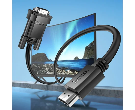 Дата кабель Hoco US12 HDTV male to VGA male HD (2m) Black