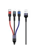 Дата кабель Usams US-SJ410 U26 3in1 USB to Combo 2A (0.35m) Черный