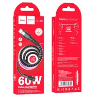 Дата кабель Hoco U110 charging data sync Type-C to Type-C 60W (1.2 m) Чорний