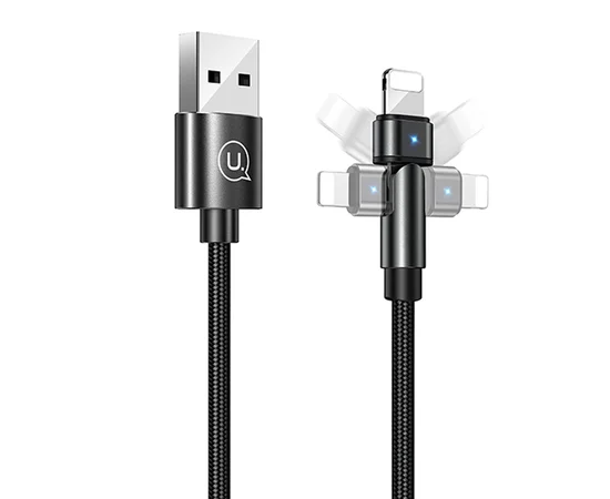 Дата кабель USAMS US-SJ476 U60 Rotatable USB to Lightning (1m) Черный