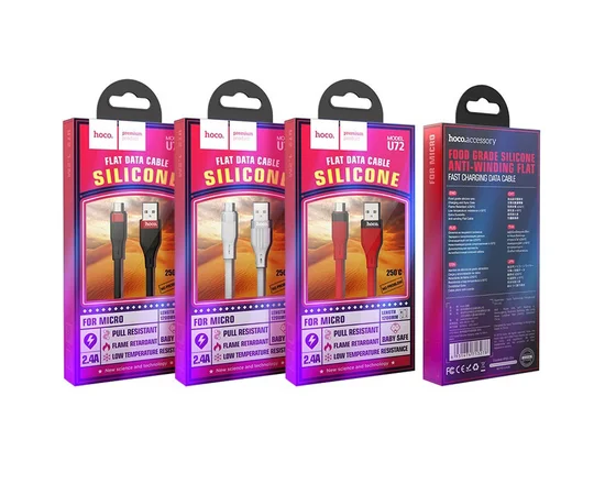 Дата кабель Hoco U72 "Forest Silicone" MicroUSB (1.2М) Черный