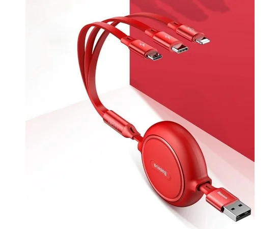 Дата кабель Baseus Golden Loop 3-in-1 (1.2m) Красный