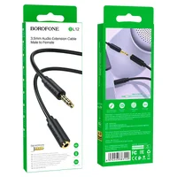 Аудио кабель Borofone BL12 3.5 audio extension cable Male to Female (2m) Черный