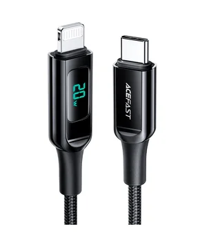 Дата кабель Acefast MFI C6-01 USB-C to Lightning zinc alloy digital display braided (1m) Black