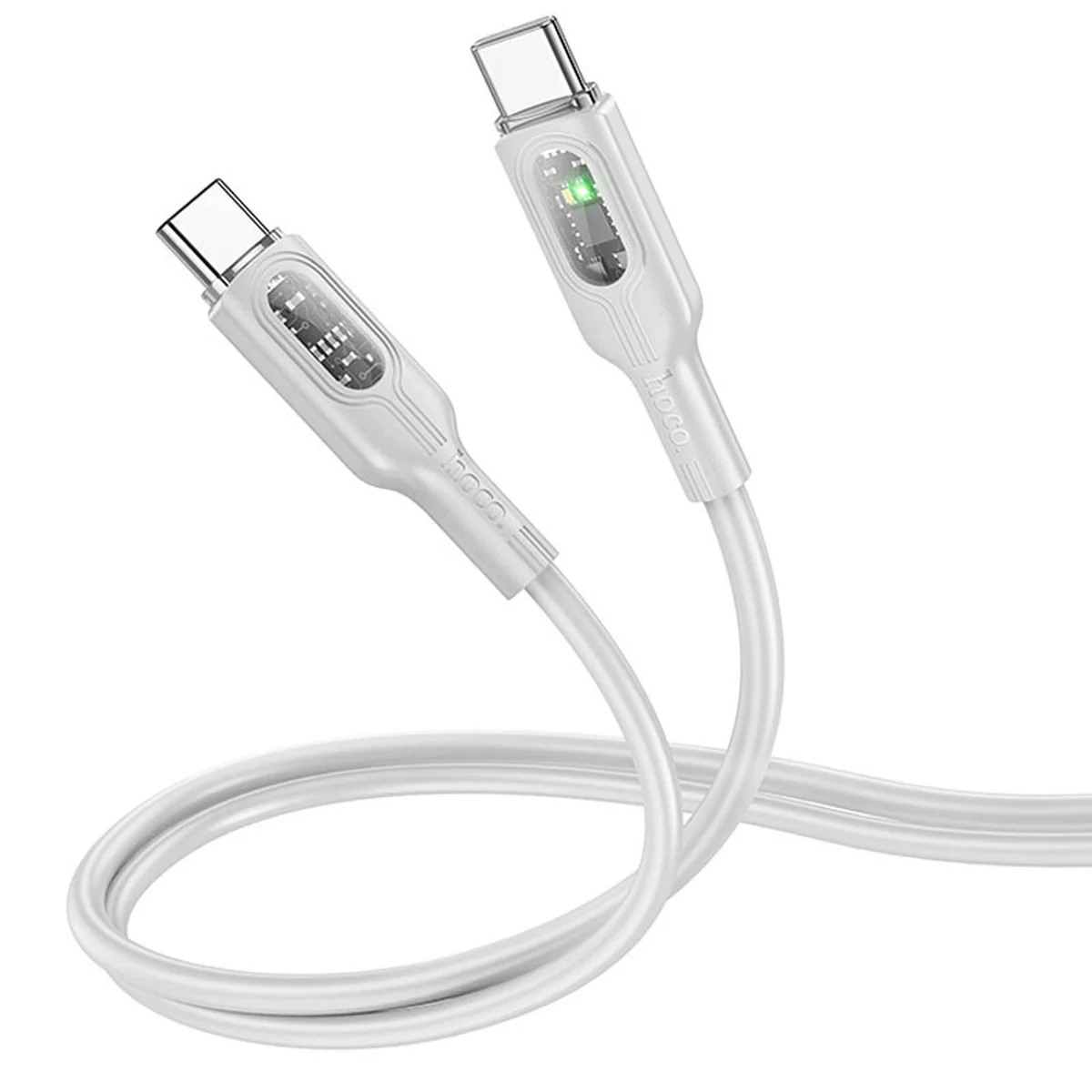 Дата кабель Hoco U120 Transparent explore intelligent power-off PD 60W Type-C to Type-C (1.2m) Gray