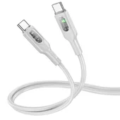 Дата кабель Hoco U120 Transparent explore intelligent power-off PD 60W Type-C to Type-C (1.2m) Gray