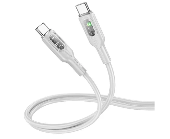 Дата кабель Hoco U120 Transparent explore Intelligent Power-off PD 60W Type-C to Type-C (1.2m) Gray