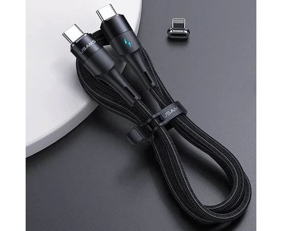 Дата кабель Usams US-SJ507 U66 Magnetic Type-C to Lightning 20W + Type-C 60W (2m) Черный