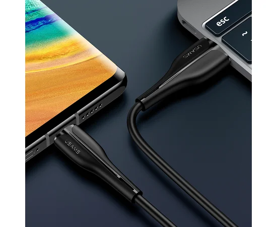 Дата кабель Usams US-SJ376 U38 Type-C 5A Fast Charging & Data Cable 1m Черный