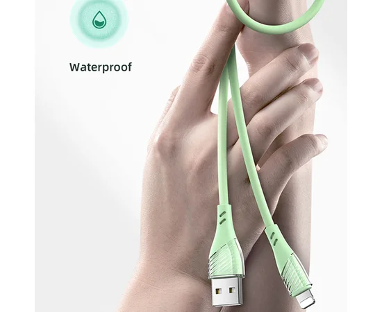 Дата кабель Usams US-SJ493 U65 Liquid Silicone USB to Lightning 3A 1m Зеленый
