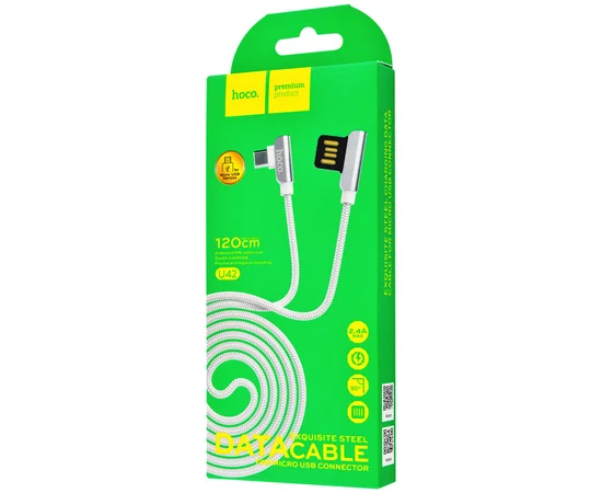 Дата кабель Hoco U42 Exquisite Steel Micro USB Cable (1.2m) Белый