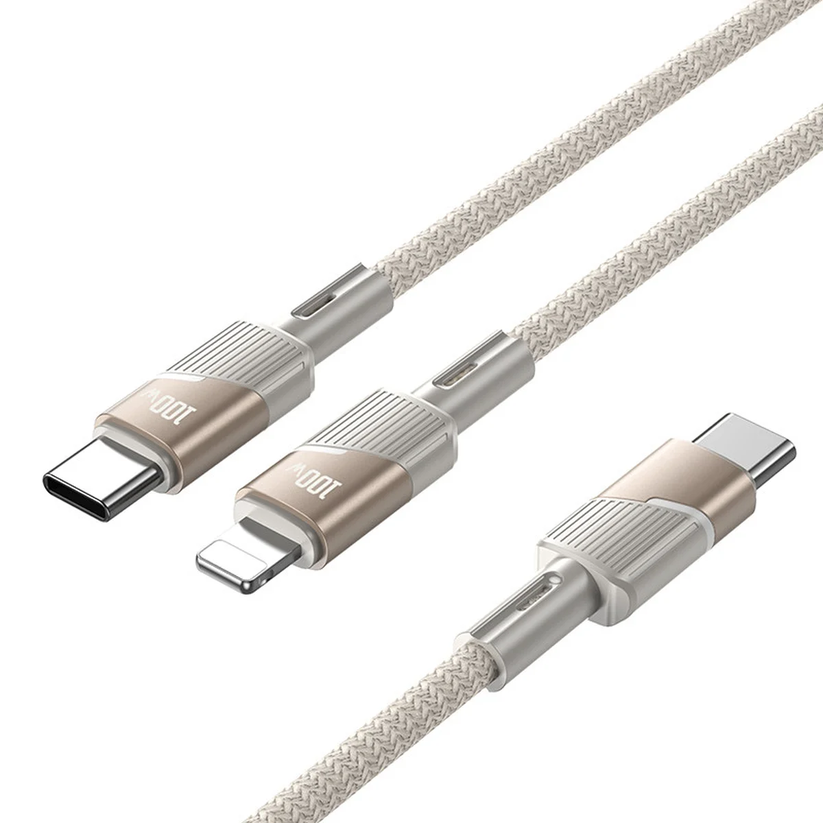 Дата кабель Hoco U139 Type-C to Lightning/Type-C 100W (1.2m) Gold