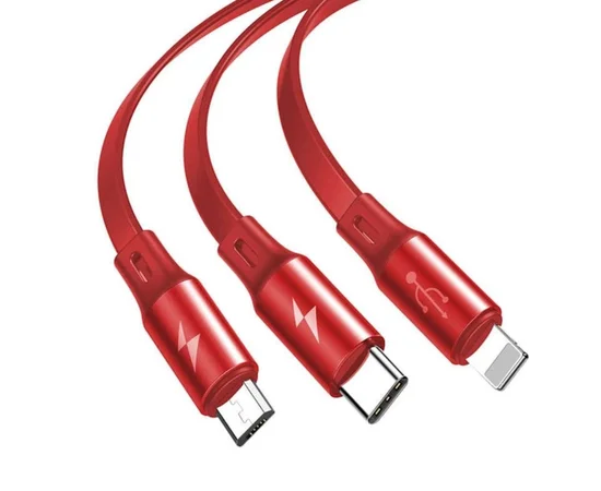 Дата кабель Baseus Golden Loop 3-in-1 (1.2m) Красный