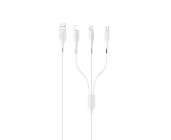 Дата кабель Usams US-SJ374 U38 3IN1 Charging Cable 1m Белый