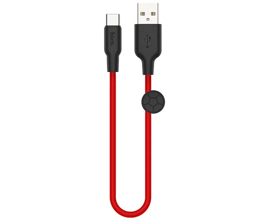 Дата кабель Hoco X21 Plus Silicone Type-C Cable (0.25m) Black / Red