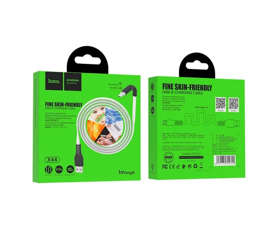Дата кабель Hoco X44 "Soft Silicone" USB to MicroUSB (1m) Белый