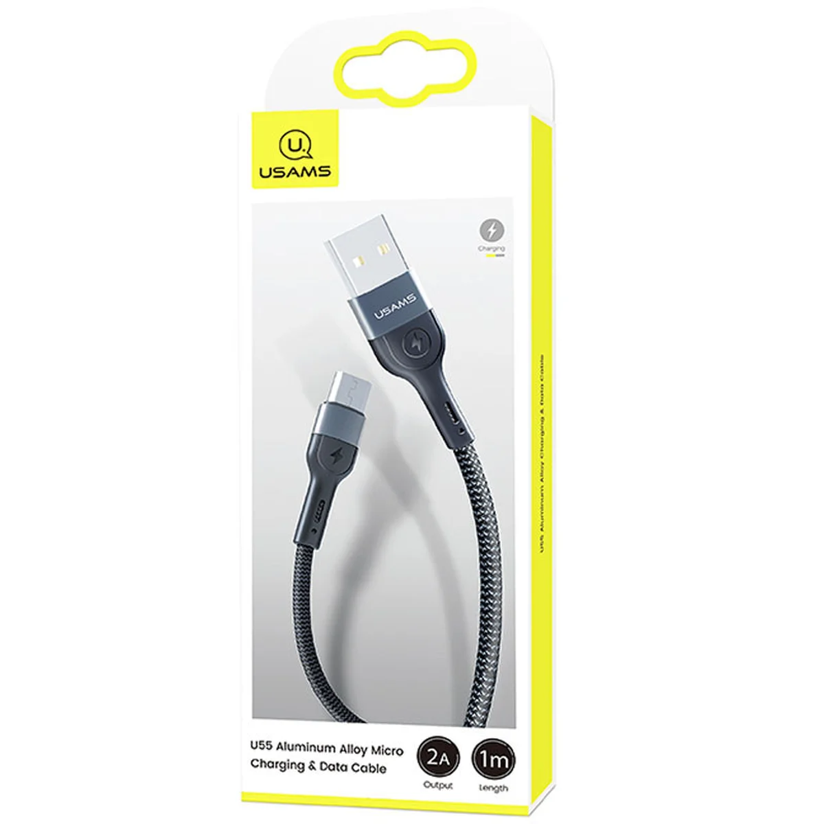 Дата кабель Usams US-SJ450 U55 Aluminum Alloy Braided USB to MicroUSB (1m) Black