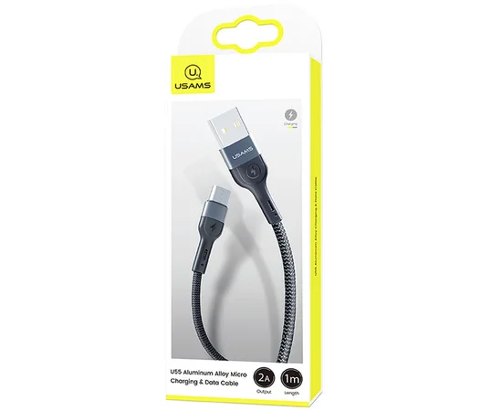 Дата кабель Usams US-SJ450 U55 Aluminum Alloy Braided USB to MicroUSB (1m) Black