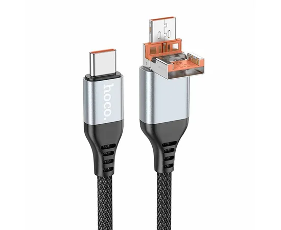 Дата кабель Hoco U128 Viking 2in1 USB/Type-C to Type-C (1m) Black