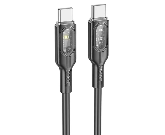 Дата кабель Hoco U120 Transparent explore Intelligent Power-off PD 60W Type-C to Type-C (1.2m) Black