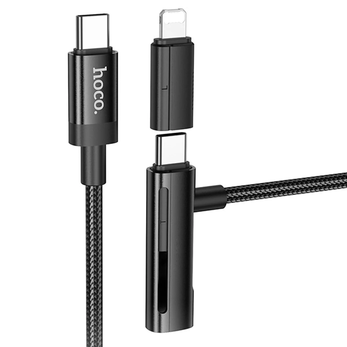 Дата кабель Hoco U135 Incredible 2in1 Type-C to Lightning/Type-C (1m) Black