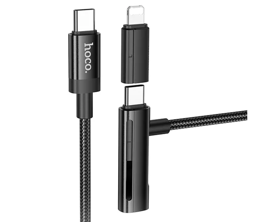 Дата кабель Hoco U135 Incredible 2in1 Type-C to Lightning/Type-C (1m) Black