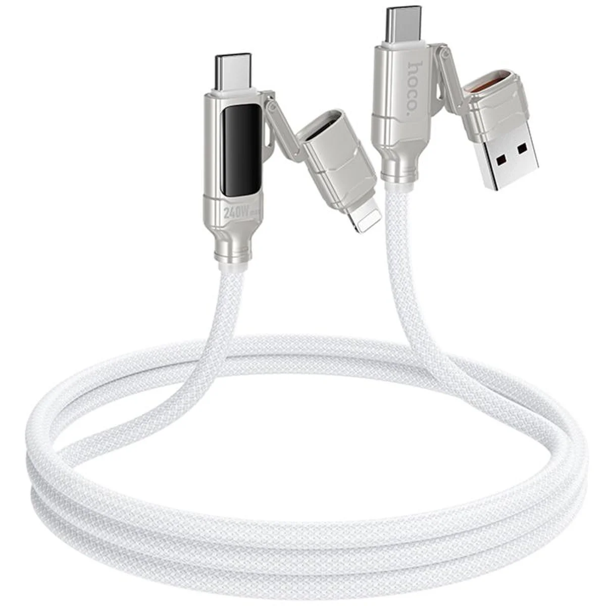 Дата кабель Hoco U152 Fortune 4in1 Type-C to Lightning/Type-C to USB 240W (1.2m) Light Gray