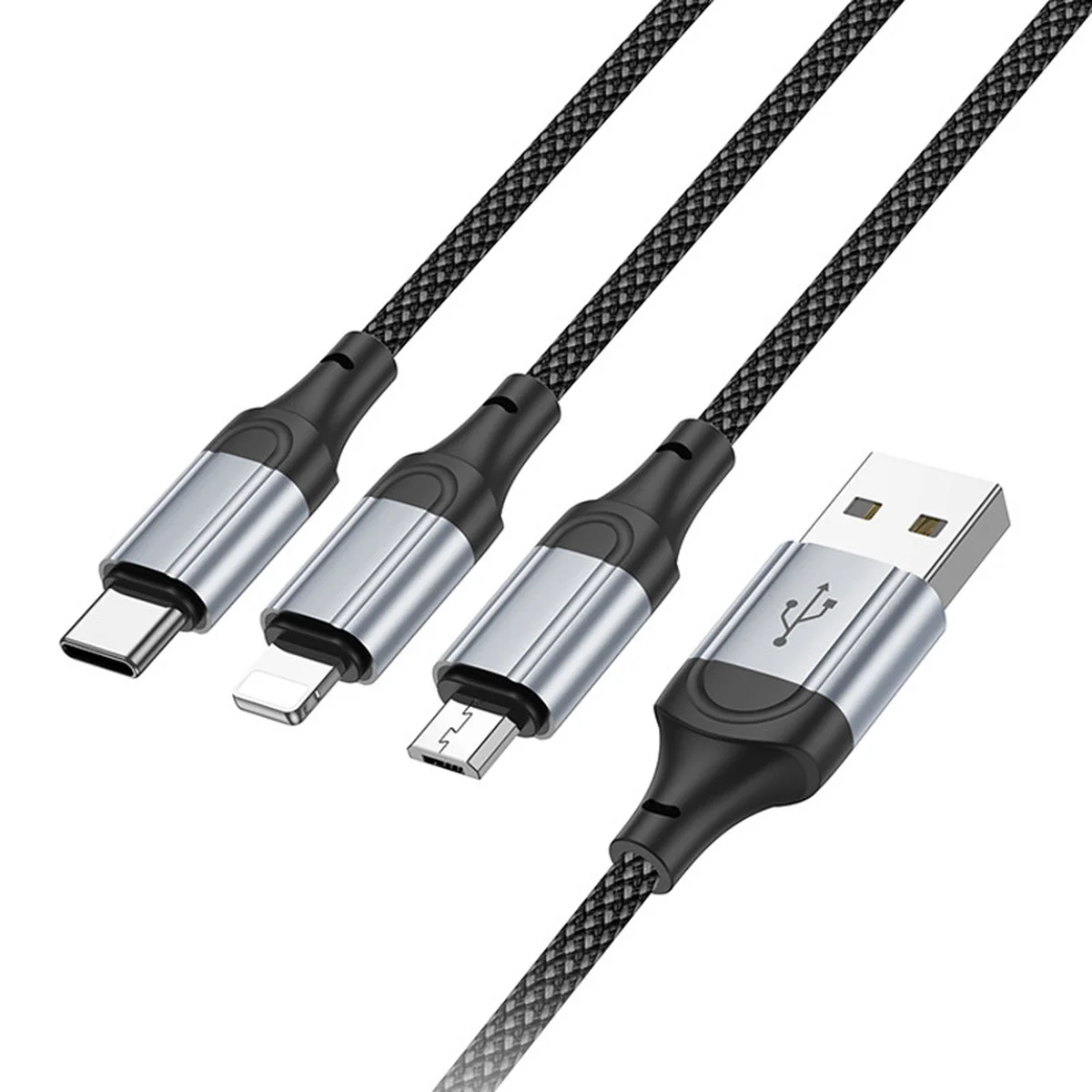 Дата кабель Hoco X102 Fresh 3in1 USB to Lightning + MicroUSB + Type-C (1m) Black
