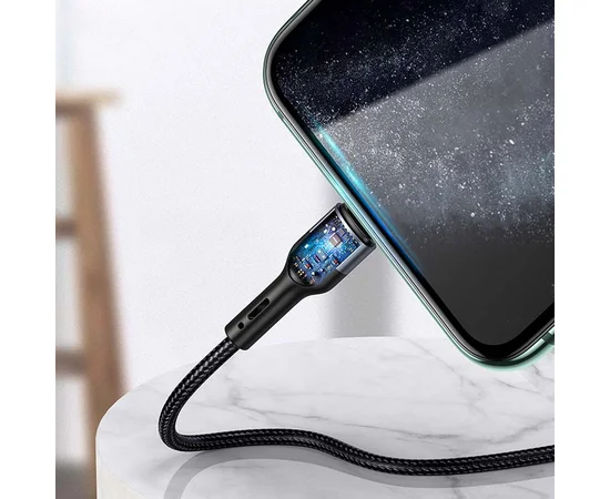 Дата кабель Usams US-SJ448 U55 Aluminum Alloy Braided USB to Lightning (1m) Black