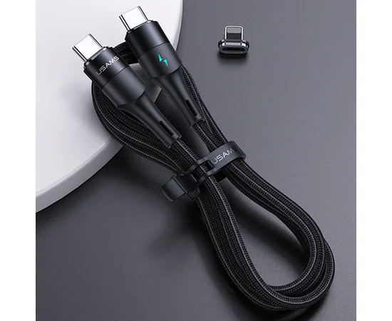 Дата кабель Usams US-SJ495 U66 Magnetic Type-C to Lightning 20W + Type-C 60W (1.2m) Черный