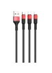 Дата кабель Hoco X26 Xpress 3in1 Lightning -MicroUSB-Type-C (1m) Черный / Красный