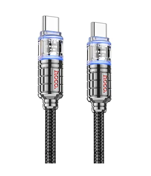 Дата кабель Hoco U122 Lantern Transparent Discovery Edition Type-C to Type-C 60W Black