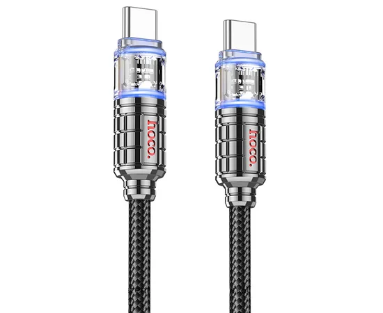 Дата кабель Hoco U122 Lantern Transparent Discovery Edition Type-C to Type-C 60W Black