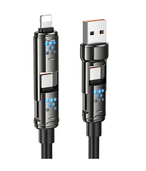 Дата кабель Hoco U143 Joy 4in1 USB to Lightning/Type-C to Type-C 240W (1.2m) Black