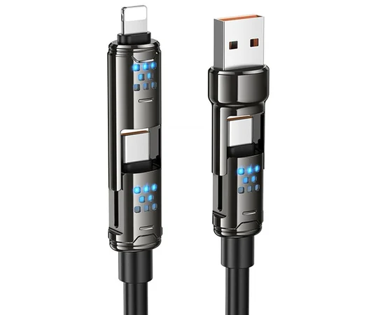 Дата кабель Hoco U143 Joy 4in1 USB to Lightning/Type-C to Type-C 240W (1.2m) Black