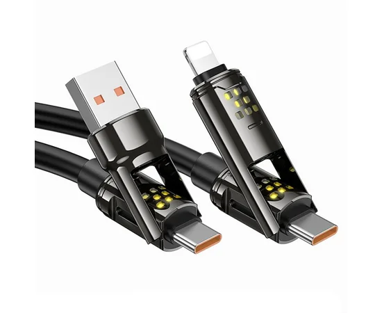 Дата кабель Hoco U143 Joy 4in1 USB to Lightning/Type-C to Type-C 240W (1.2m) Black