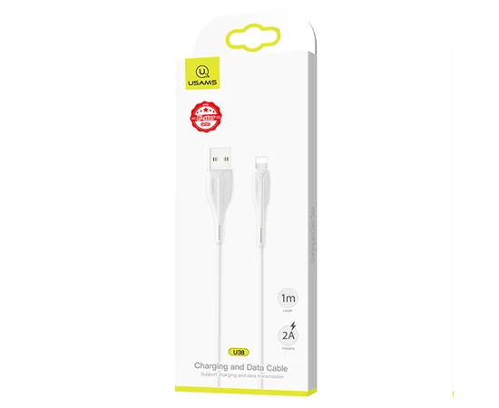Дата кабель Usams US-SJ371 U-38 USB to Lightning 2A (1m) Белый