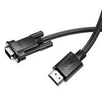 Дата кабель Hoco US12 HDTV male to VGA male HD (1m) Black